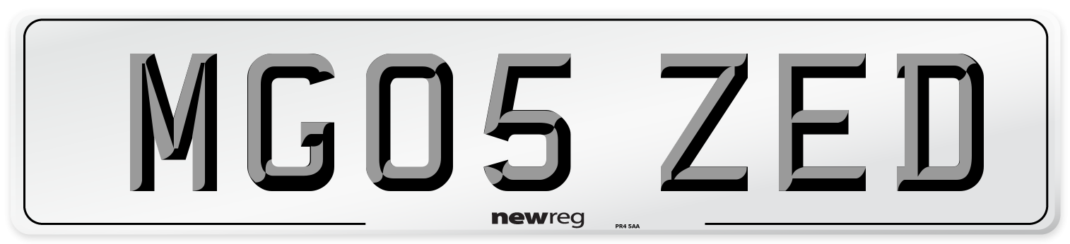 MG05 ZED Number Plate from New Reg